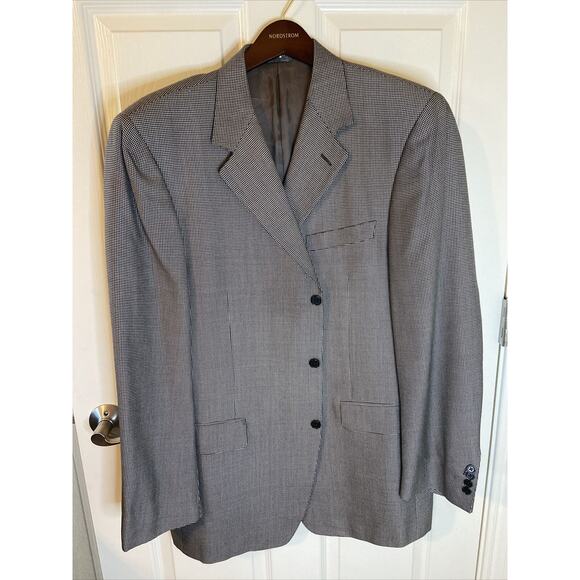 Canali Men’s Black White Dot Pattern Sport Coat Jacket Sz 44L/54L Double Vented - Picture 1 of 8